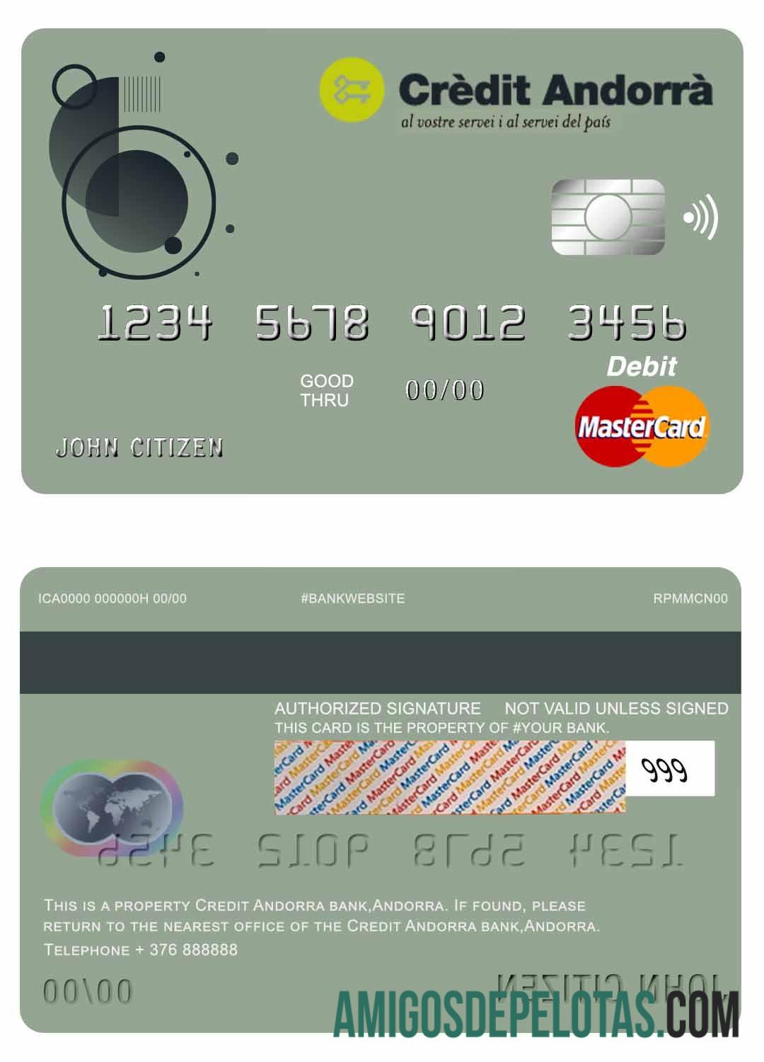 Andorra Credit Andorra Bank Master Card modelo